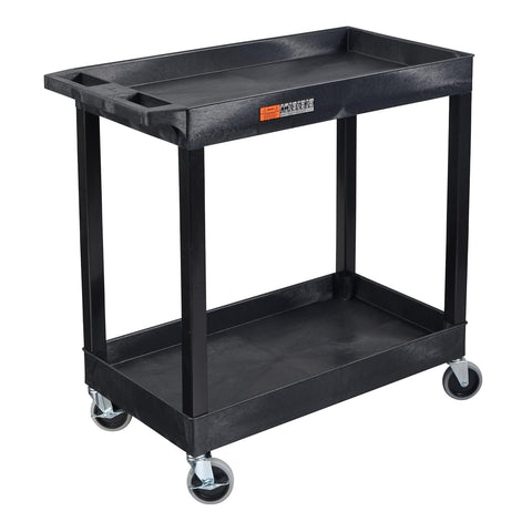 Luxor 32" x 18" Tub Storage Cart 2 Shelves - Black, (EC11-B)