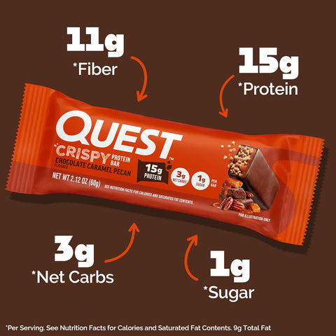 Quest Nutrition Crispy Protein Bar, Chocolate Caramel Pecan, 4 Count