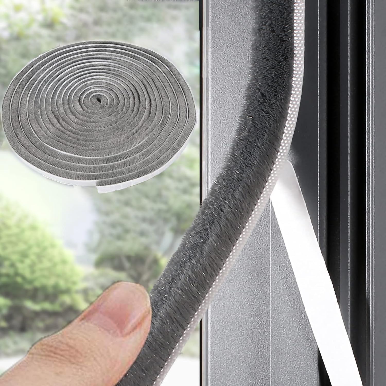Weather Stripping Door Window Seal Strip 33 Ft, Selfadhesive Strong Adhesion, soundproofing, Draft Blocker, Dustproof, Suitable for Doors and Windows Cabinet Doors, 0.35 Wide X 0.35 Inch Thick, Gray