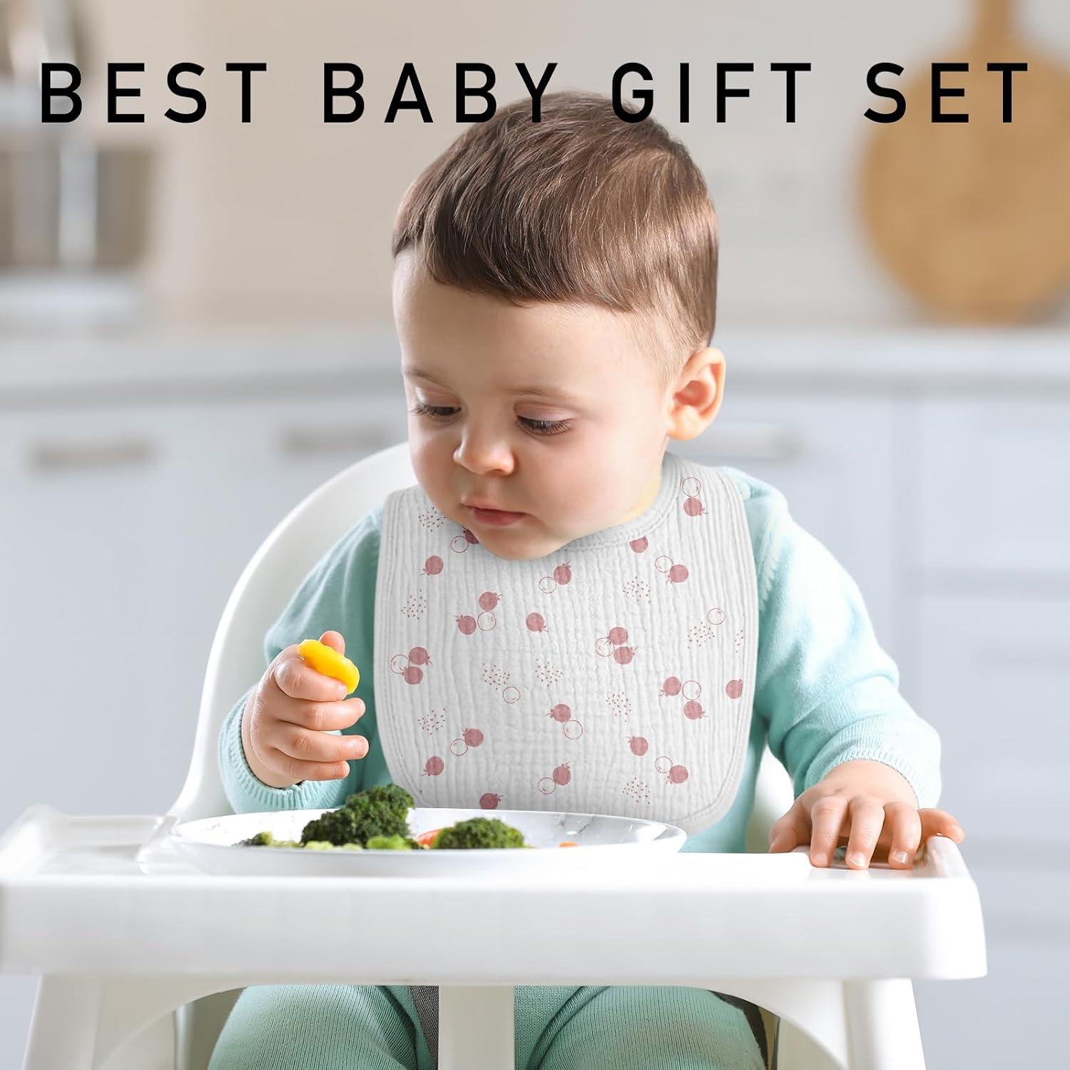 Muslin Baby Drool Bibs 6 Pack, Soft Cotton Infant Bib for Teething Newborn