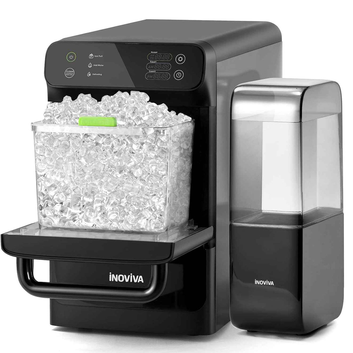 ertop Pel 1 INOVIVA Nugget Ice Maker, 40 lbs/24H Soft & Chewable Nugget Ice Machine with 1.2-Gallon Tank, Automatic Water Refill, Pre