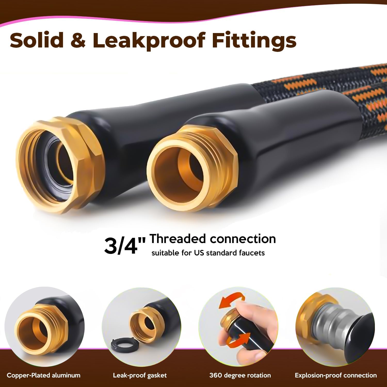 Garden Hose 50 ft, 2026 Upgraded Kink Free Flexible Water Hose 50ft With 10 Pattern Spray Nozzle, Leak-Proof, Portable, Ultra Lightweight & Durable Garden Hose for Yard, Lawn, Outdoor (Black & Orange)