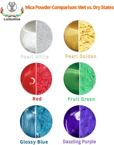 Mica Powder, 6 Colors Pearlescent Pigment Powder for Epoxy Resin, 60g Pearl Pigment Set​​ for Soap Making, Bath Bomb, Candle Making, Art Crafts, Lip Gloss, Nail Polish, Dye - The Classics