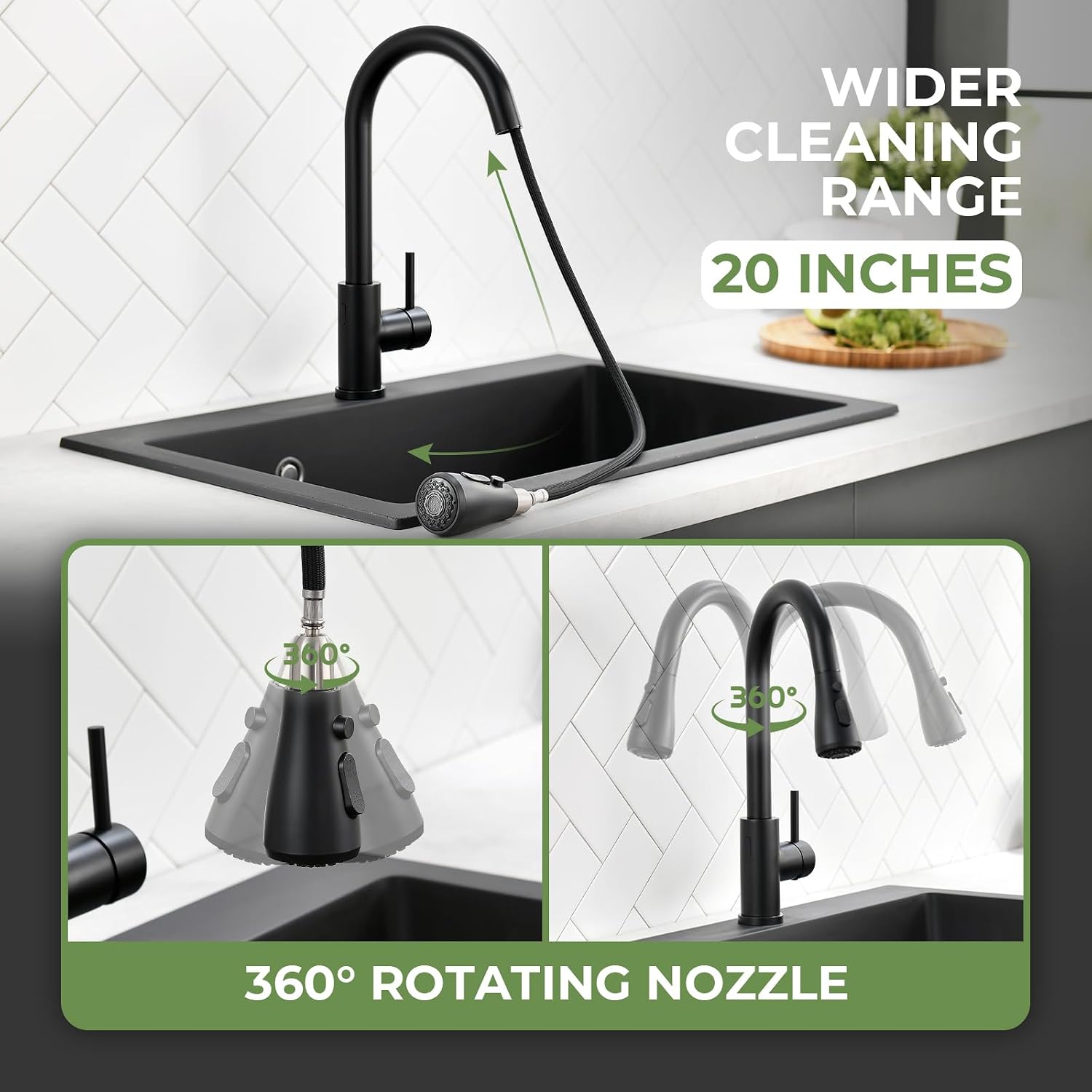 VFAUOSIT Touchless Kitchen Faucet with Pull Down Sprayer, Matte Black
