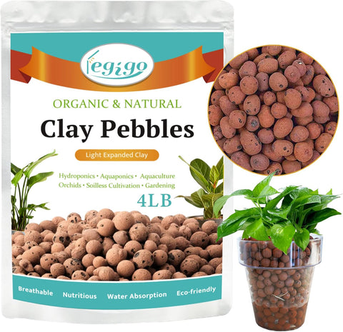 Legigo 4LB Leca Clay Pebbles for Plants, 4mm-16mm Clay Balls for Hydroponic