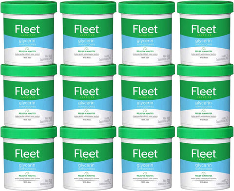 Fleet Laxative Glycerin Suppositories for Adult Constipation, 50 Count, 12 Pack