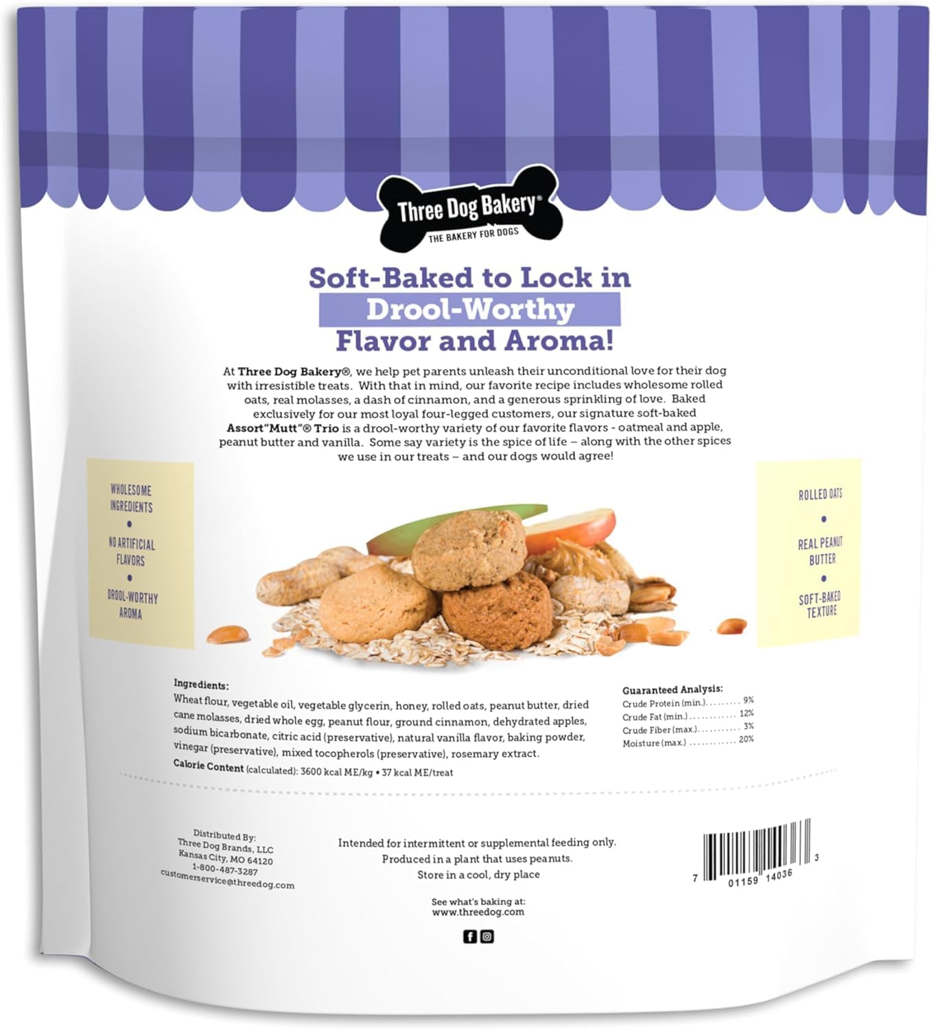 Three Dog Bakery AssortMutt Trio Dog Treats - 48 oz Variety Pack