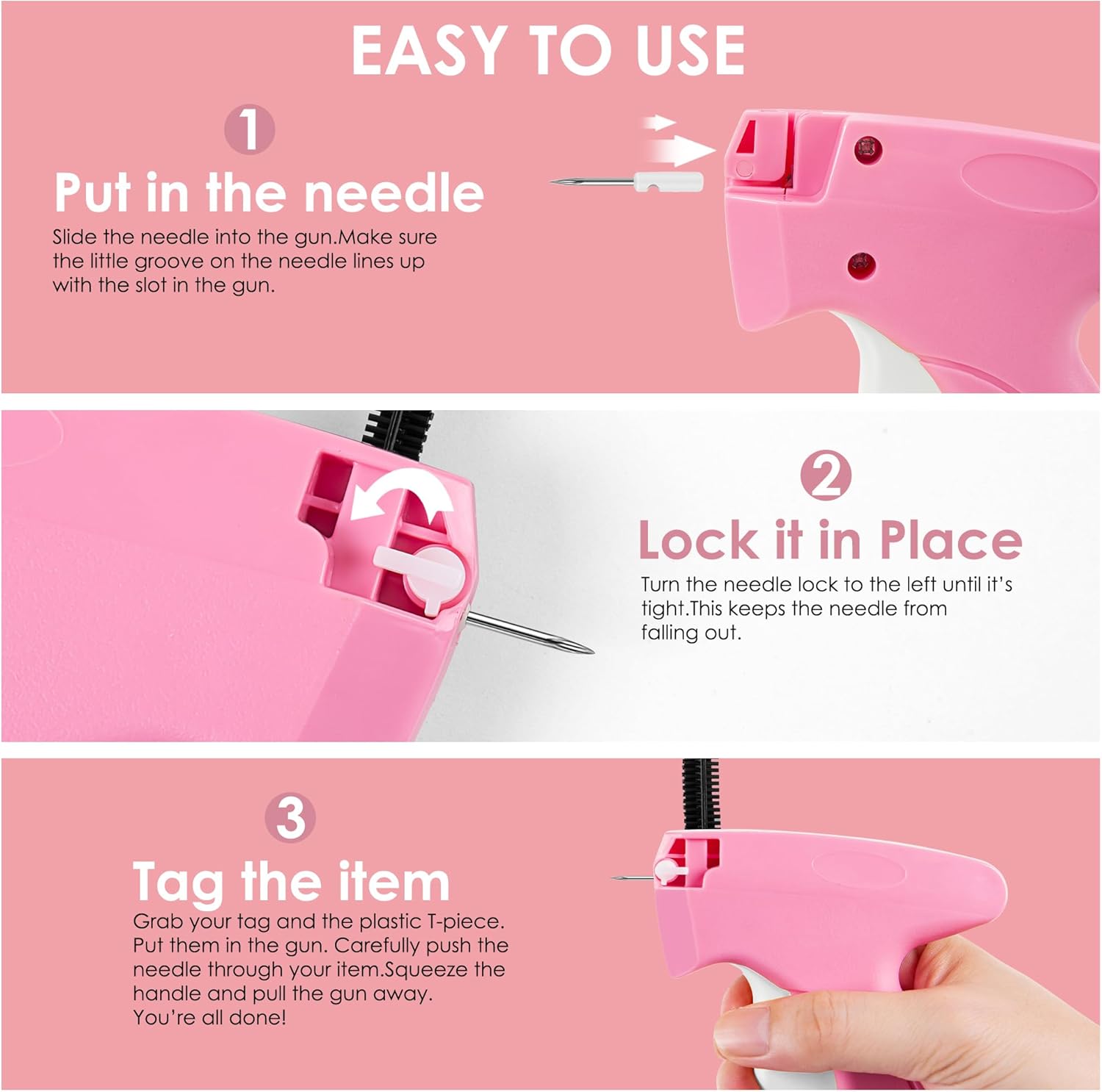 Stitch Gun for Clothes - Handheld Stitch Gun Quick Clothing Fixer - Tagging Gun - Includes 6 Needle, 1000 Black Fasteners & 1000 White Fasteners