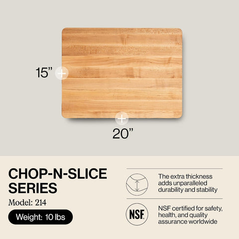 John Boos Chop-N-Slice Series Rectangular Wooden Maple Cutting Board
