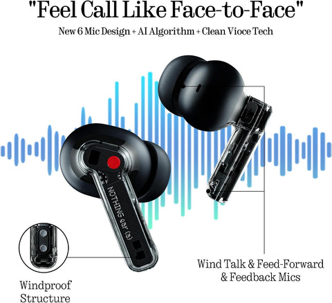 Nothing Ear (a) Wireless Earbuds, 45dB Hybrid Noise Cancelling Earbuds, Hi-Res Audio, Advanced Equaliser, Dual Connect, 6 Mics, 42.5H Playtime Ear Buds Wireless Bluetooth, Black