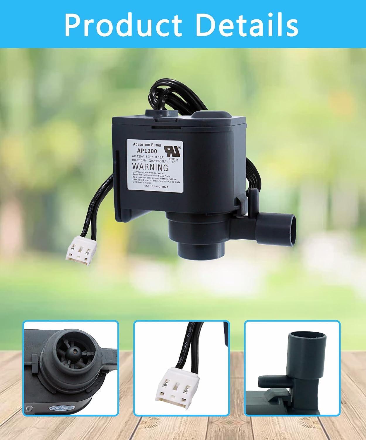 AP1200 AC120V Ice Maker Water Pump Fits for HZB-30F,HZB-38F,HZB-32,HZB-45,HZB-65,HZB-90,HZB-120,HZB-160 Ice Maker,Commercial Large Flow Water Pump, 60Hz 0.13A, Hmax: 0.8m