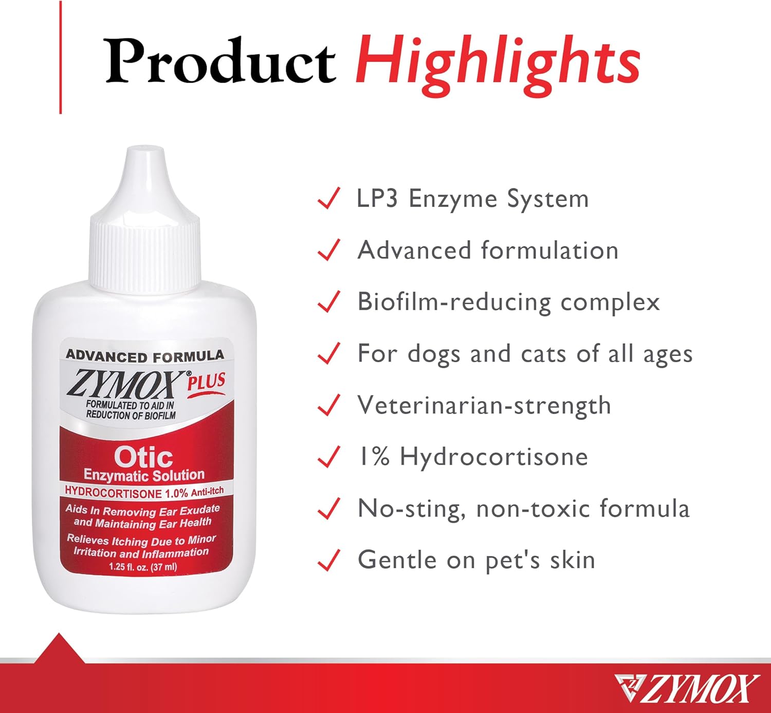 Zymox Advanced Formula Otic Plus Enzymatic Ear Solution for Dogs and Cats