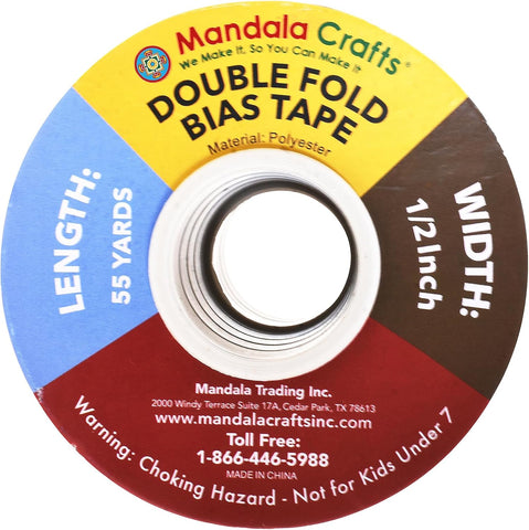 Mandala Crafts 55 Yds 1/2 Inch Steel Blue Double Fold Bias Tape for Sewing
