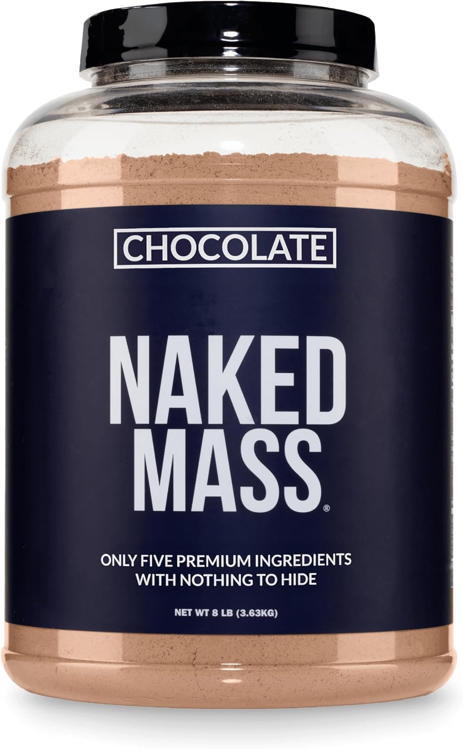 NAKED Chocolate Mass Gainer - All Natural Weight Gainer Protein Powder - 8lb Bulk, NSF Certified, GMO Free, Gluten Free & Soy Free. No Artificial Ingredients - 1,360 Calories