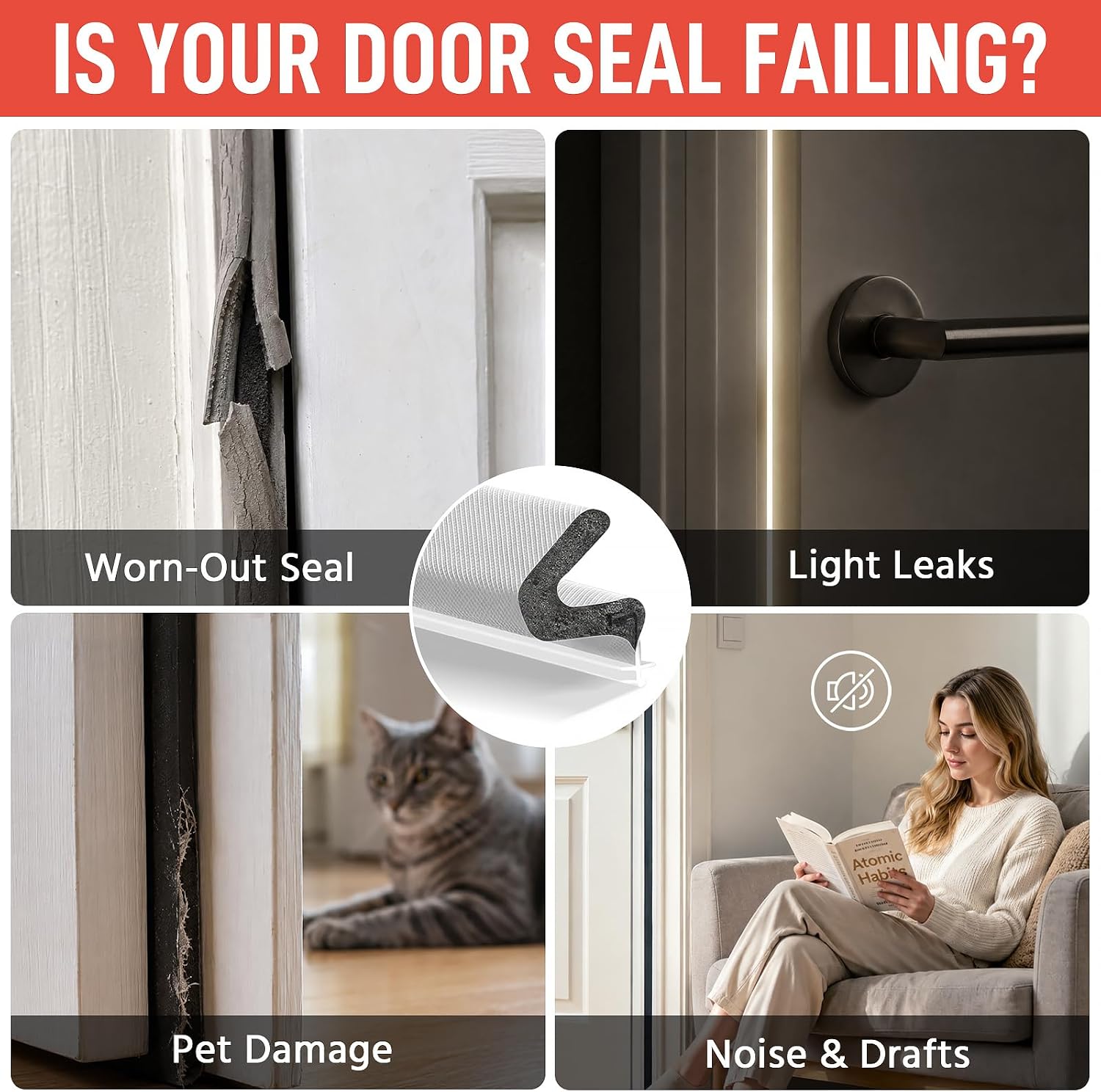 Litaibai 40 ft Kerf Weather Stripping Door Seal for Exterior Doors, White