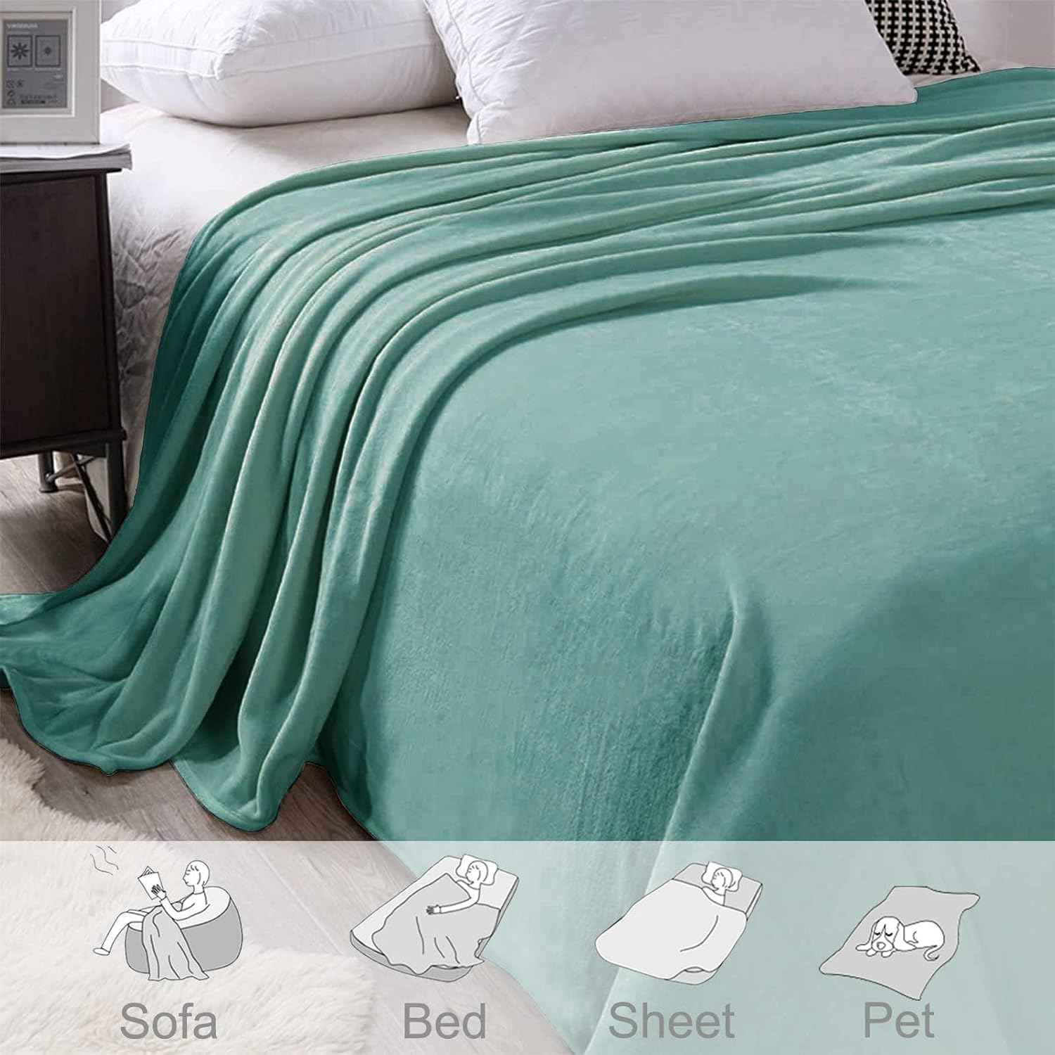 Exclusivo Mezcla Soft Fleece Blanket Twin Size for Bed, Celadon