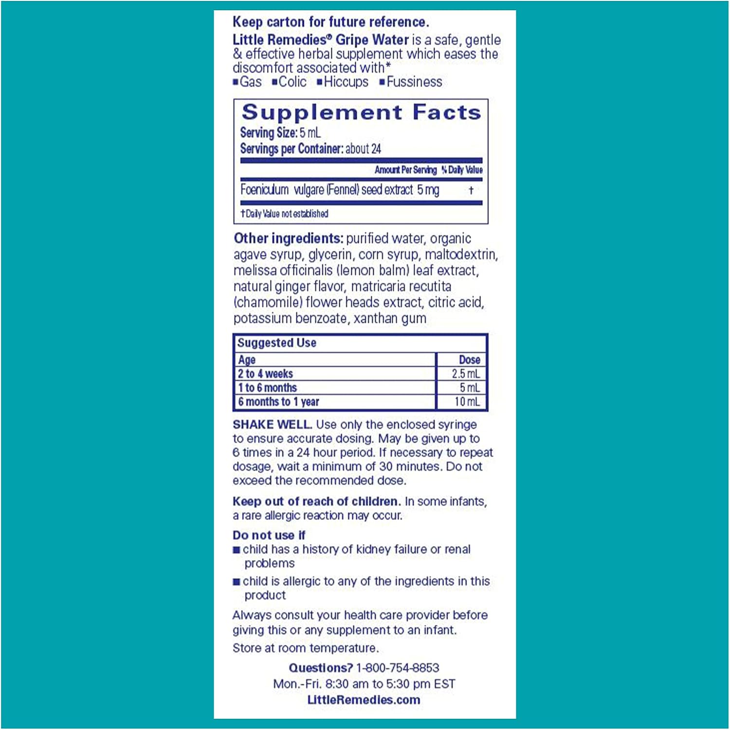 Little Remedies Gripe Water with Chamomile, Baby Gas Relief, 4 Fl Oz