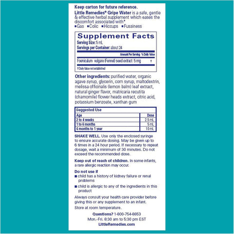 Little Remedies Gripe Water with Chamomile, Baby Gas Relief, 4 Fl Oz