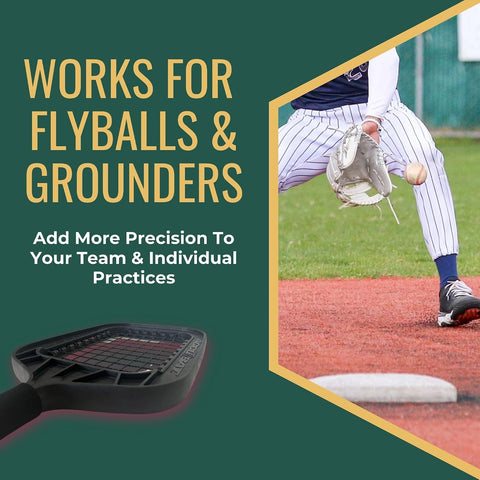 Accubat Fungo Racket for Baseball & Softball Training - Baseball Racket with Durable Frame & Replaceable Netting - Quality Design for Accurate Fly Balls & Grounders - USA Made (26 Ounce, Black)