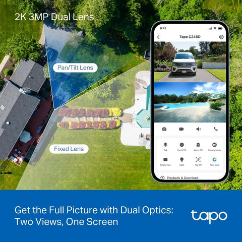 Tapo 2K Indoor/Outdoor Dual Lens Pan/Tilt Wired Security Camera, C246D