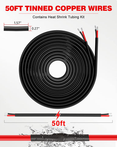 NAOEVO 16 Gauge Wire 2 Conductor, 16 Gauge Automotive Wire 12V Cable, 50FT