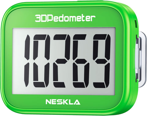 3D Pedometer, Simple Step Tracker with Large LCD Display for Walking