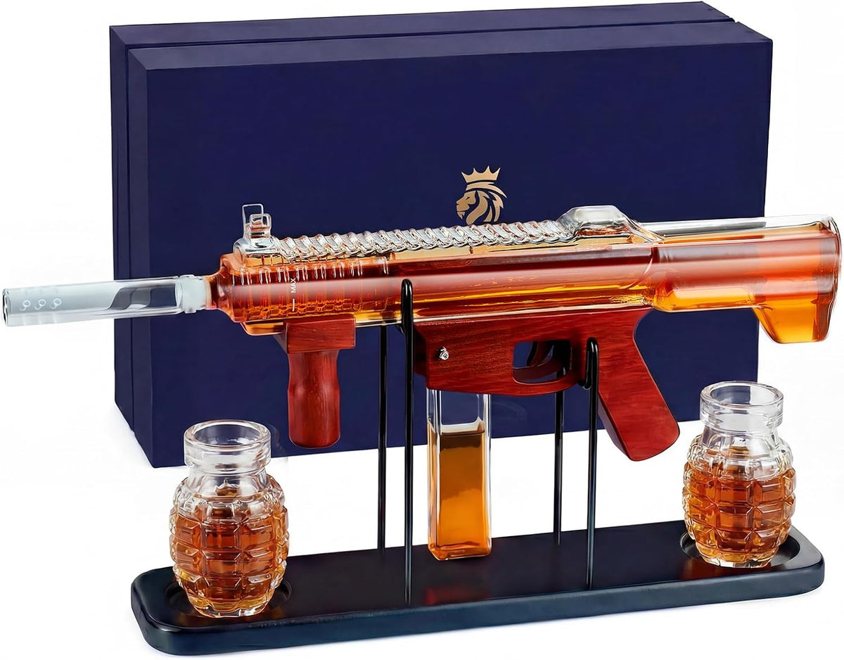 Kollea Cool Whiskey Decanter Gift Set with 2 Grenade Glass