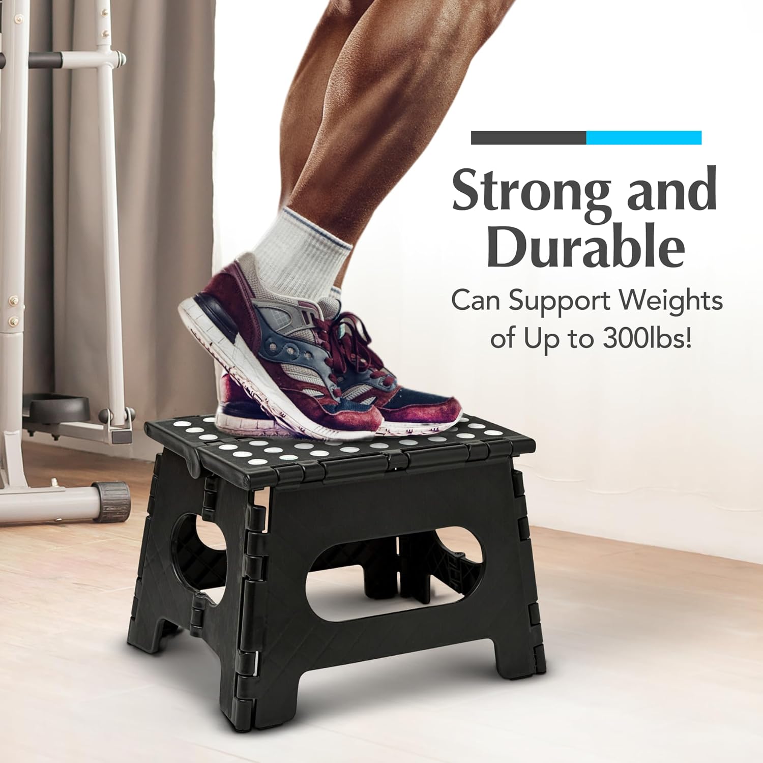 Handy Laundry Folding Step Stool 9 Inch, Black, Non-Slip Holds 300 lbs