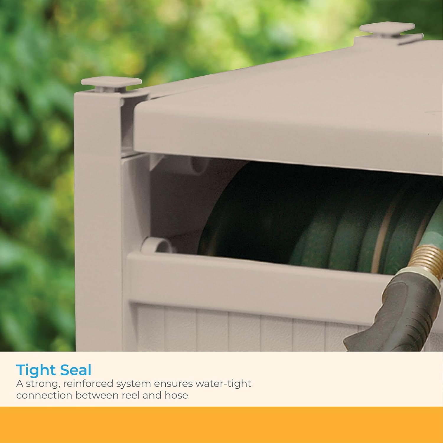 Suncast 100' Garden Hose Reel Hideaway for 5/8" Vinyl Hose, Light Taupe