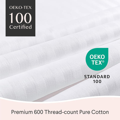 FAUNNA 600TC 100% Cotton Pillow Protectors, King Size (20x36), 6 Pack, Oeko-TEX Certified, Hotel Grade Pillow Cover with Silent Zipper, Zip Up Pillow Cases, White