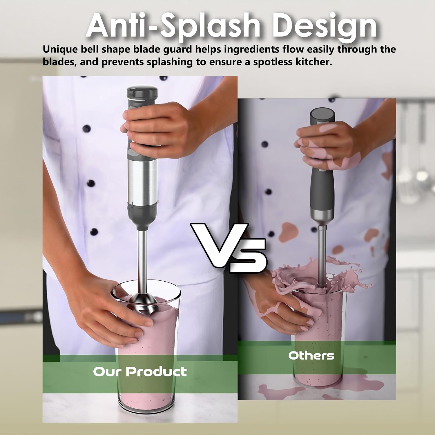 5-in-1 Cordless Immersion Blender with Rechargeable Handheld Battery