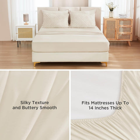 Andency Full Size Comforter Set 7 Pieces, Beige