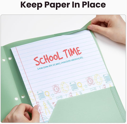 Sooez 2-Pocket Folders, Plastic Folders with Pockets 3 Hole Punched