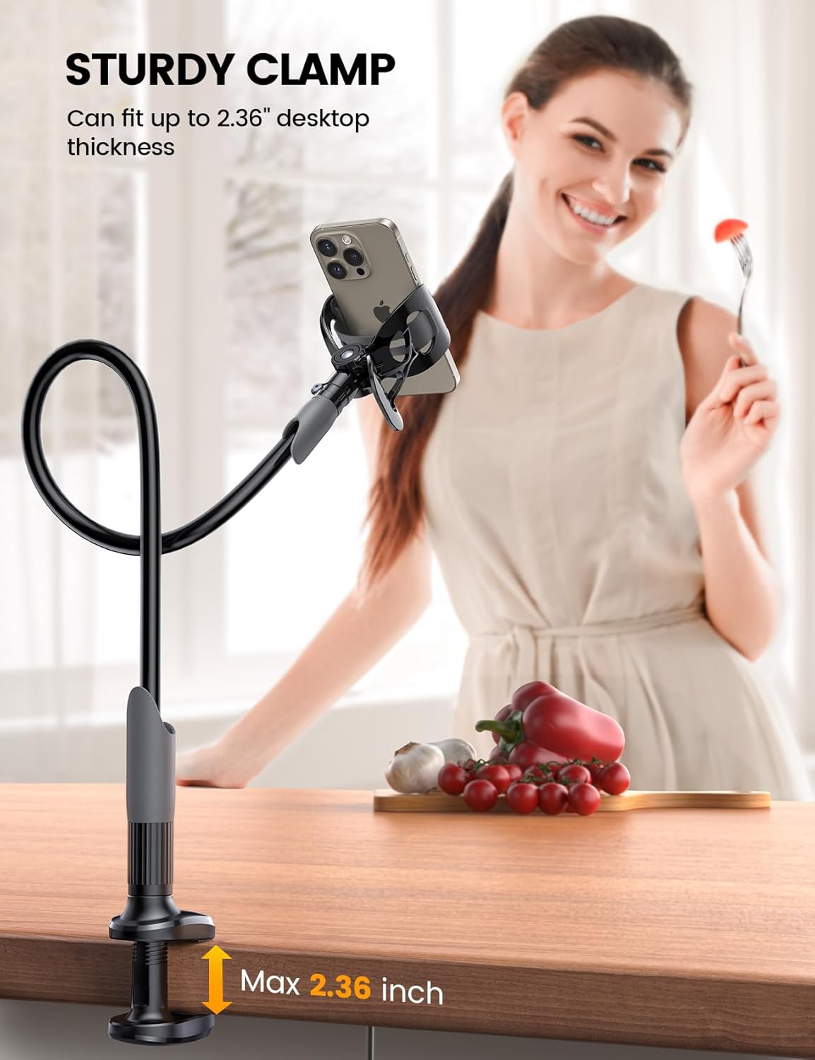 Lamicall Gooseneck Bed Phone Holder 33.4" Full Adjustable Flexible Arm