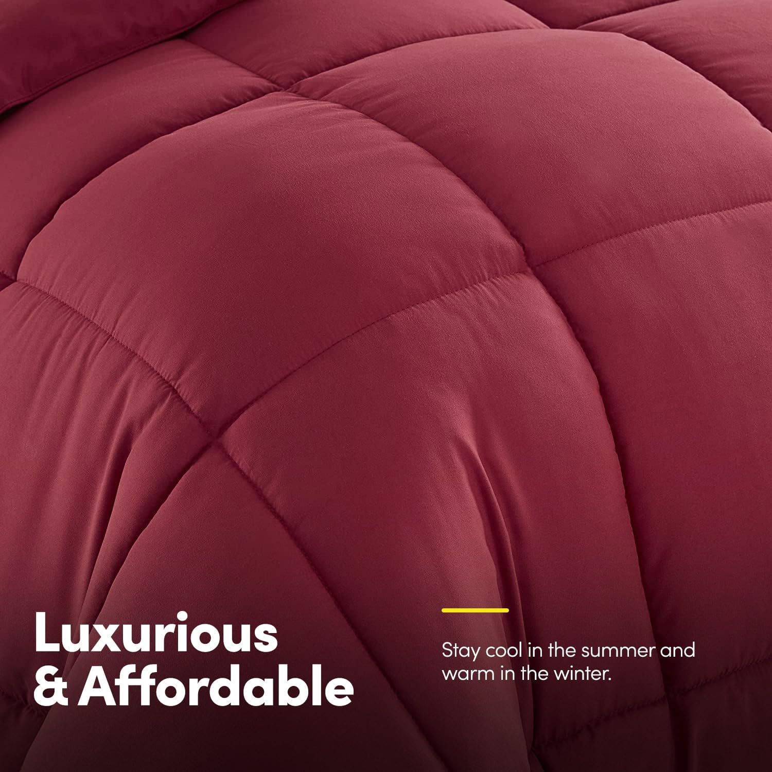 Sweet Home Collection 7 Piece Comforter Set Bag Solid Color All Season Soft Down Alternative Blanket & Luxurious Microfiber Bed Sheets, Burgundy, Full