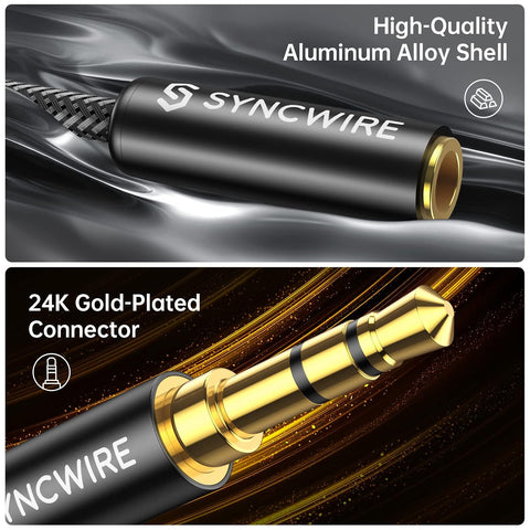 SYNCWIRE Headphone Splitter, 3.5mm Nylon-Braided Male to 2 Female Y Cable