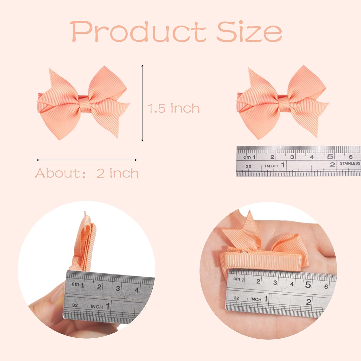 CÉLLOT Baby Hair Clips 50Pcs 2" Baby Hair Bows Fully Covered Barrette Clips