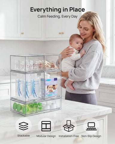Vtopmart Clear Stackable Storage Drawers Set of 5, Plastic Organizer Bins