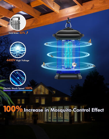 AMUFER Bug Zapper Outdoor, 18W & 4400V, 1/2 Acre Coverage, 5.5ft Cord