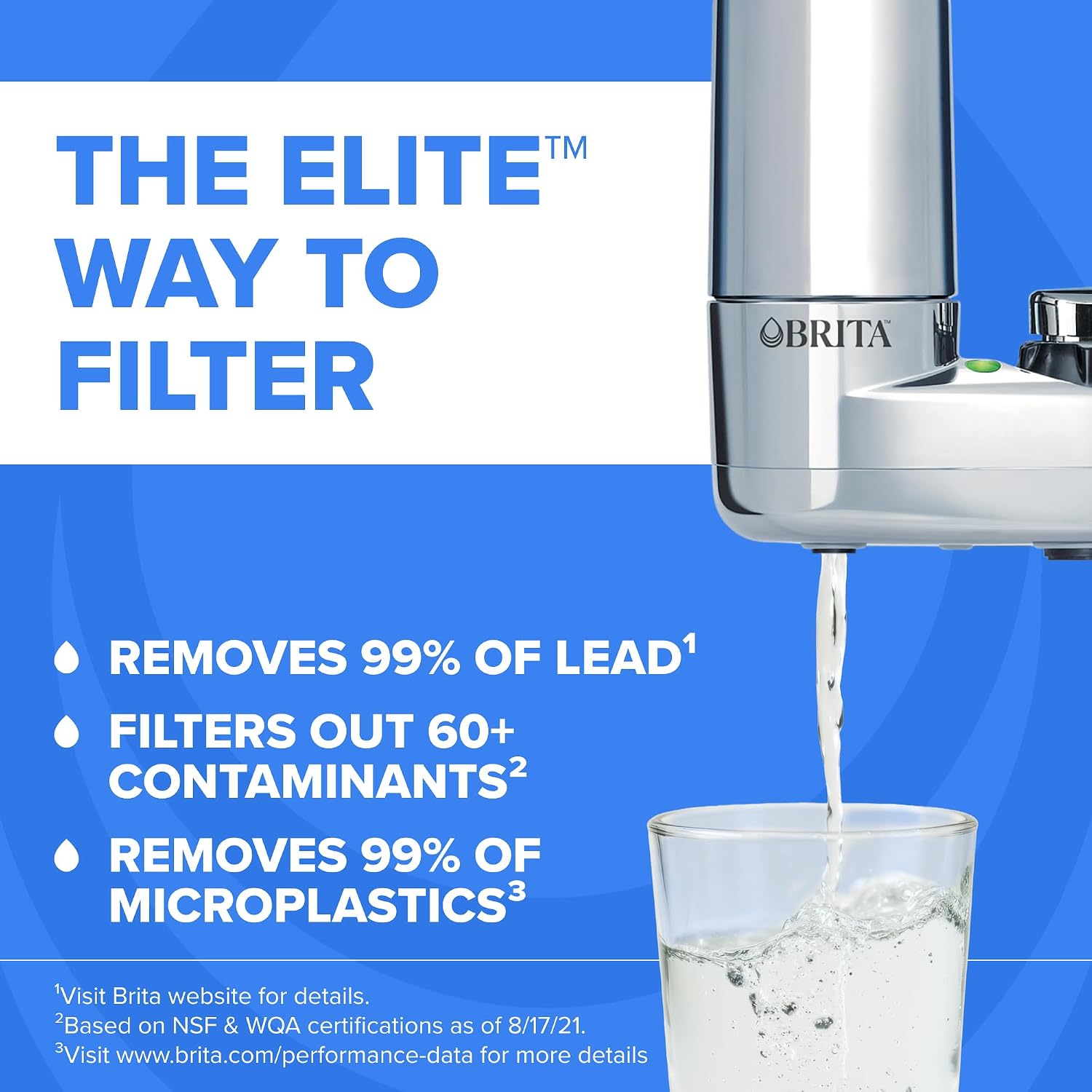 Brita Elite Chrome Faucet Water Filter System, 2 Filters