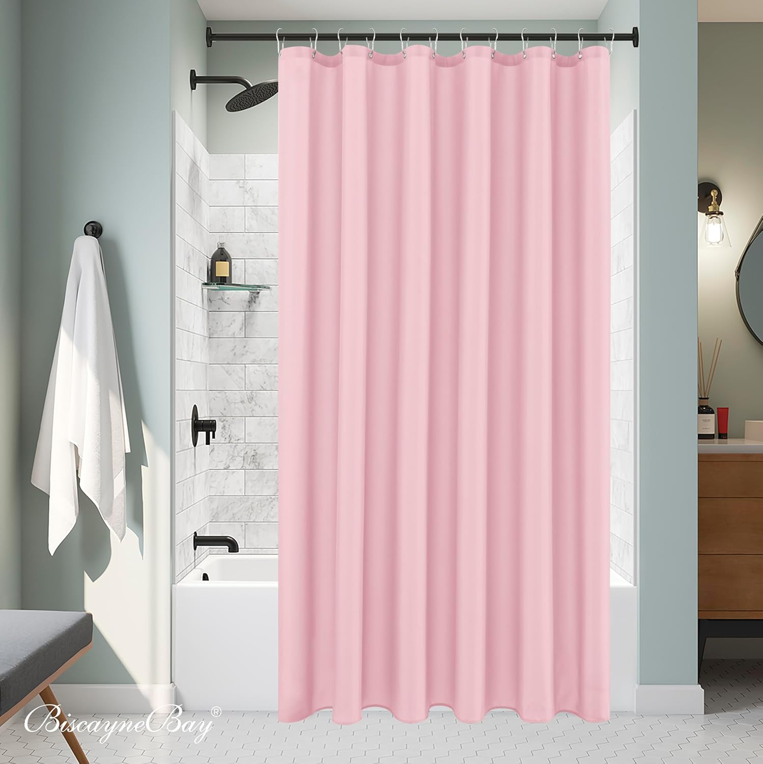 Fabric Shower Curtain Liner 72x72 Inch-Pink Standard Size Shower Liners