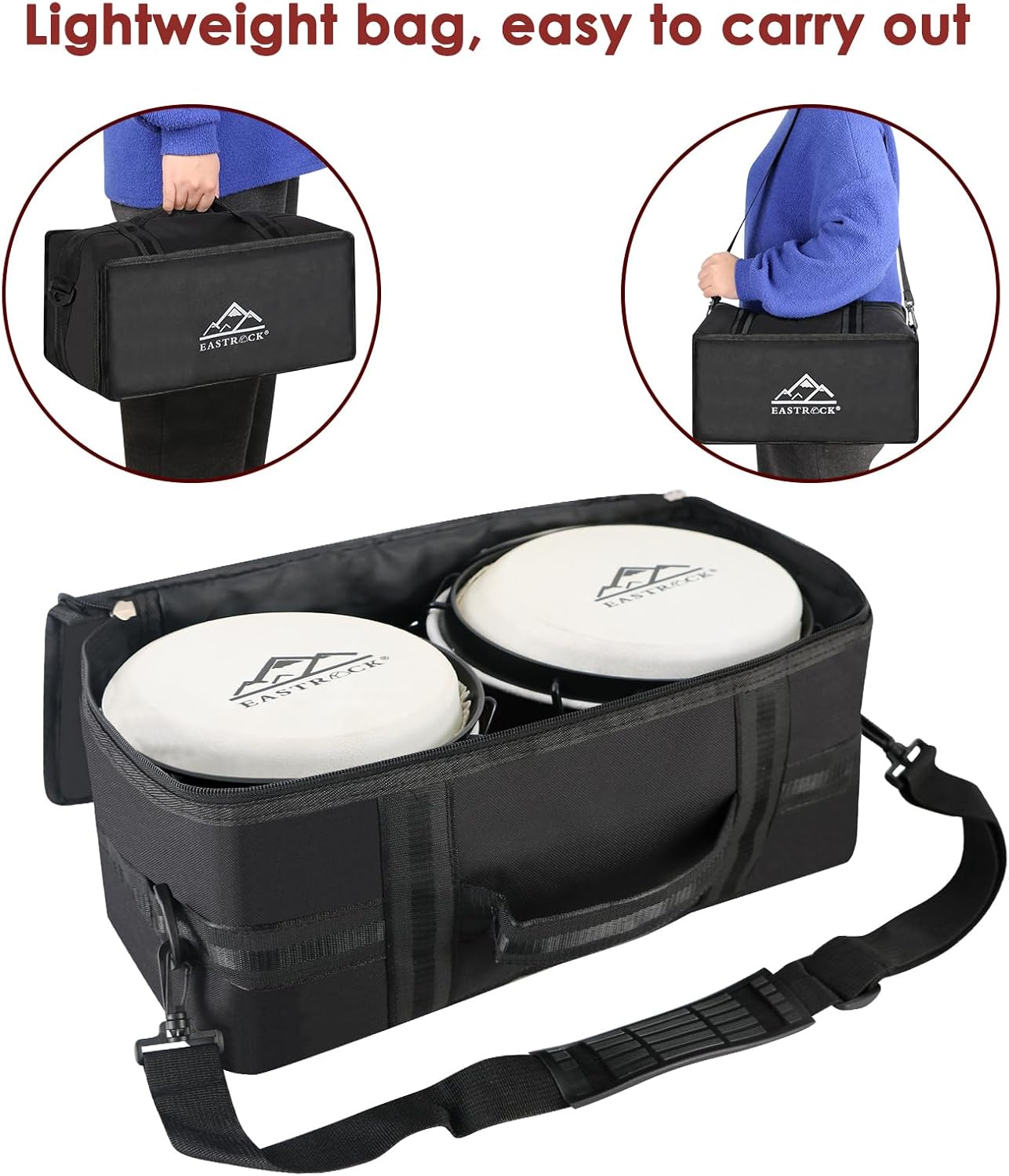 EASTROCK Bongo Drum 6” and 7” Bongos Set for Adults Beginners Professionals Tunable Wood and Metal Drum Percussion Instruments with Bag and Tuning Wrench（Red）