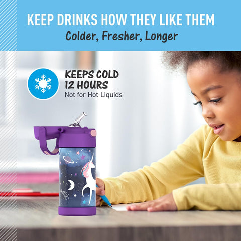 THERMOS FUNTAINER Water Bottle with Straw, 12oz, Space Unicorn