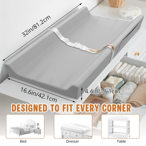 Vegan Leather Baby Changing Pad Waterproof & Wipeable with Pockets