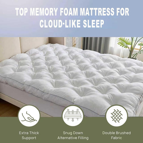 SHOUREN 5 Inch Memory Foam Mattress Topper King for Back Pain Relief