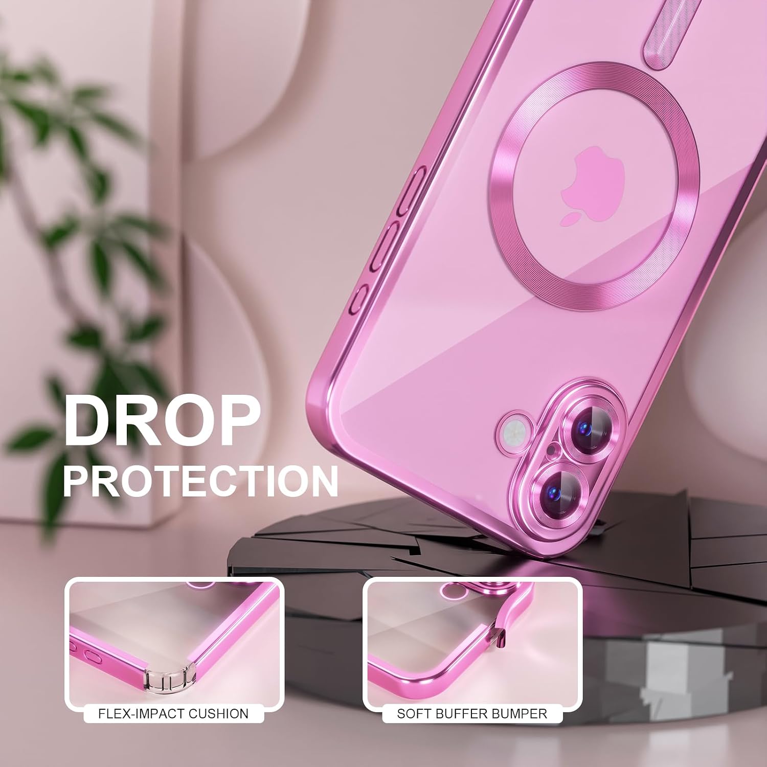 Misea Magnetic for iPhone 16 Case Compatible with MagSafe Hot Pink