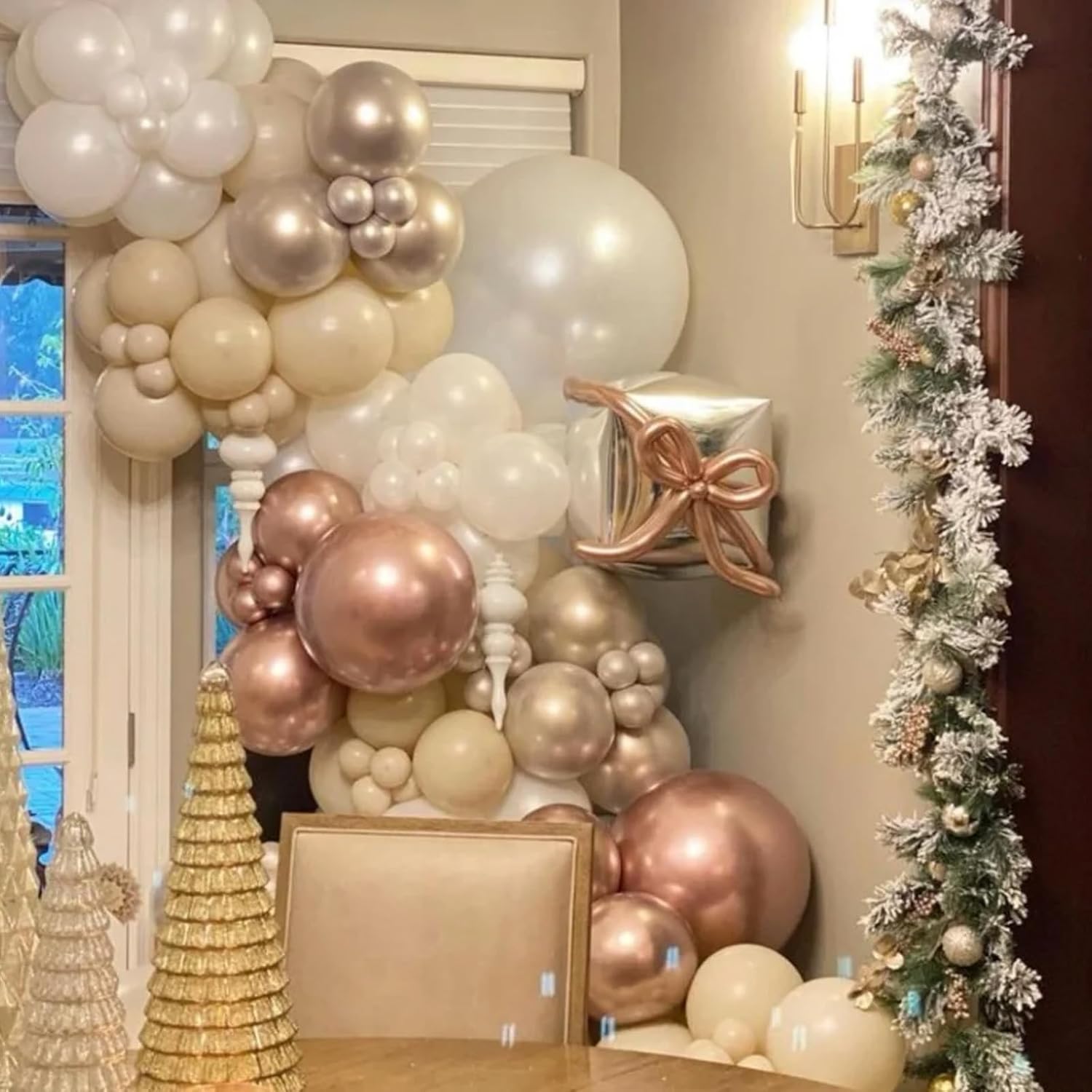 Voircoloria 130pcs Rose Gold Balloons Garland Arch Kit, 18 12 10 5 Inch