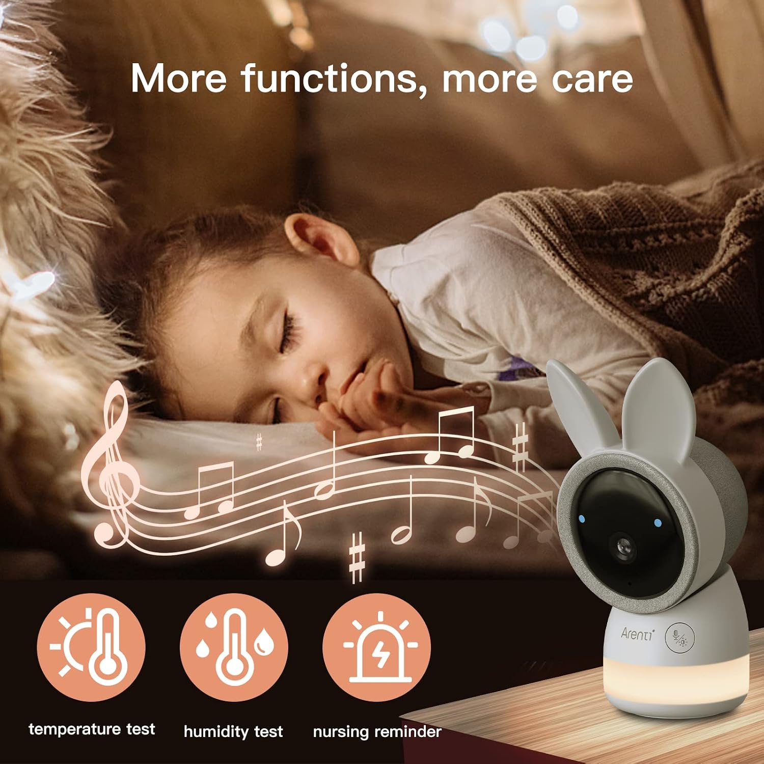 ARENTI 2K Baby Camera, 360-Color RGB Night Light, 2.4G WiFi w/APP (AICAM)