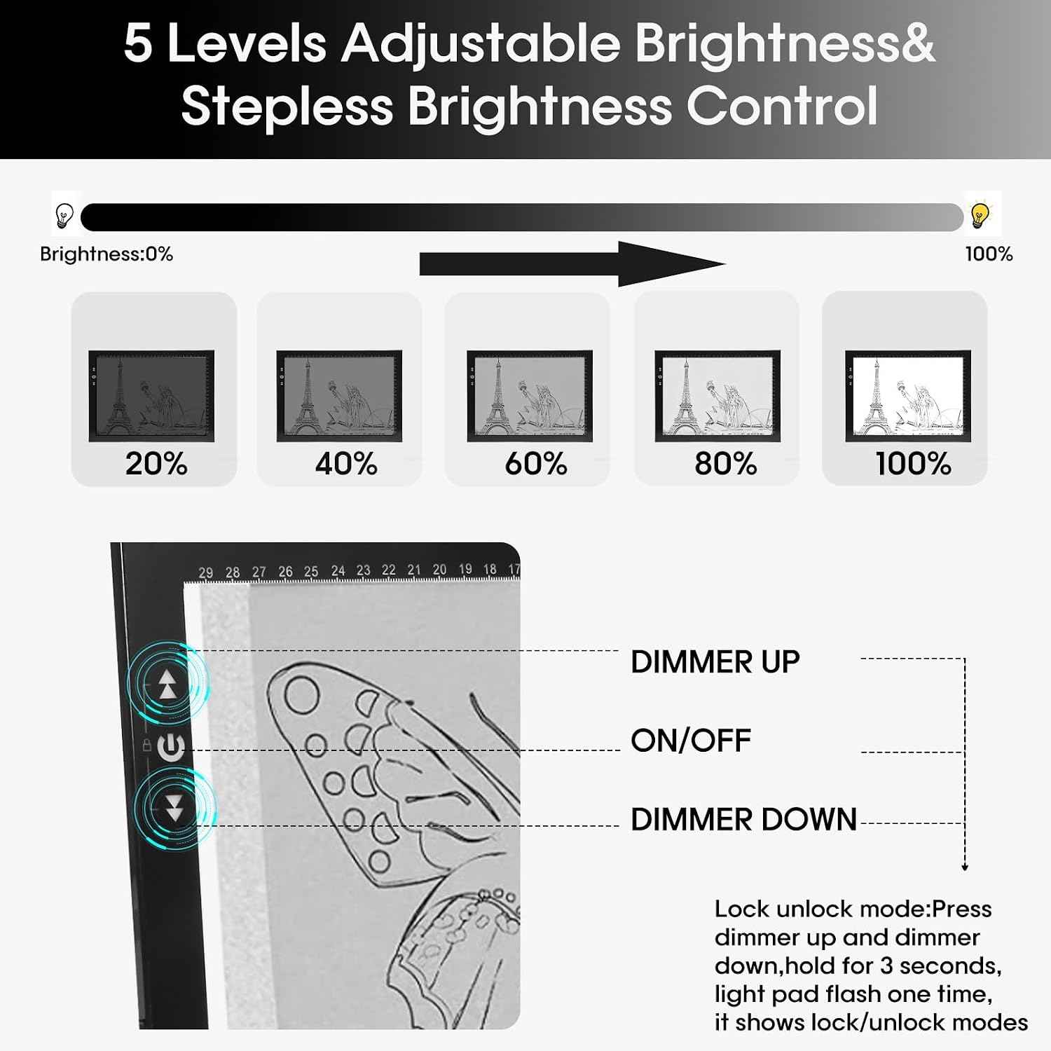 HSK 9”x13”LED Artist tracing Light Box Copy Table, Adjustable High Brightness Light Pad for Tatto Drawing, Sketching, Animation, Diamond Painting Accessories