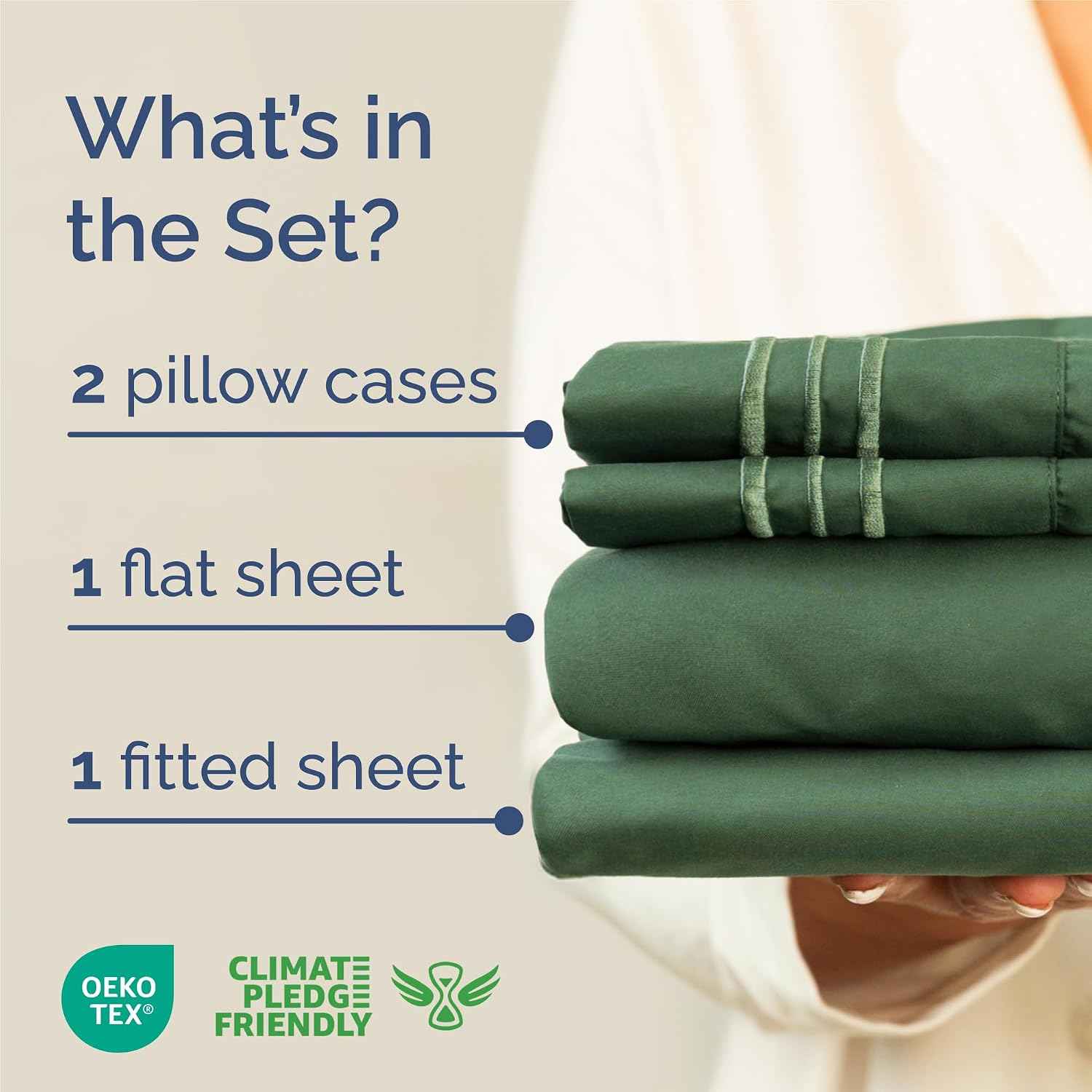 King Size 4 Piece Sheet Set - Breathable & Cooling Sheets - Emerald Green